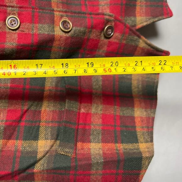 Pendleton 100% Wool Size 16 Red Vest Virgin Red & Green Plaid - Picture 5 of 5